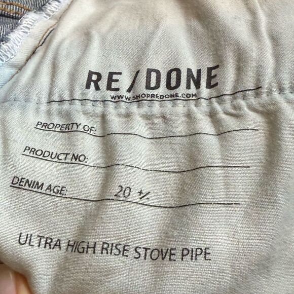 Re/done Ultra High Rise Stove Pipe Jeans Blue Color Barely Worn Size 24 - Picture 12 of 12
